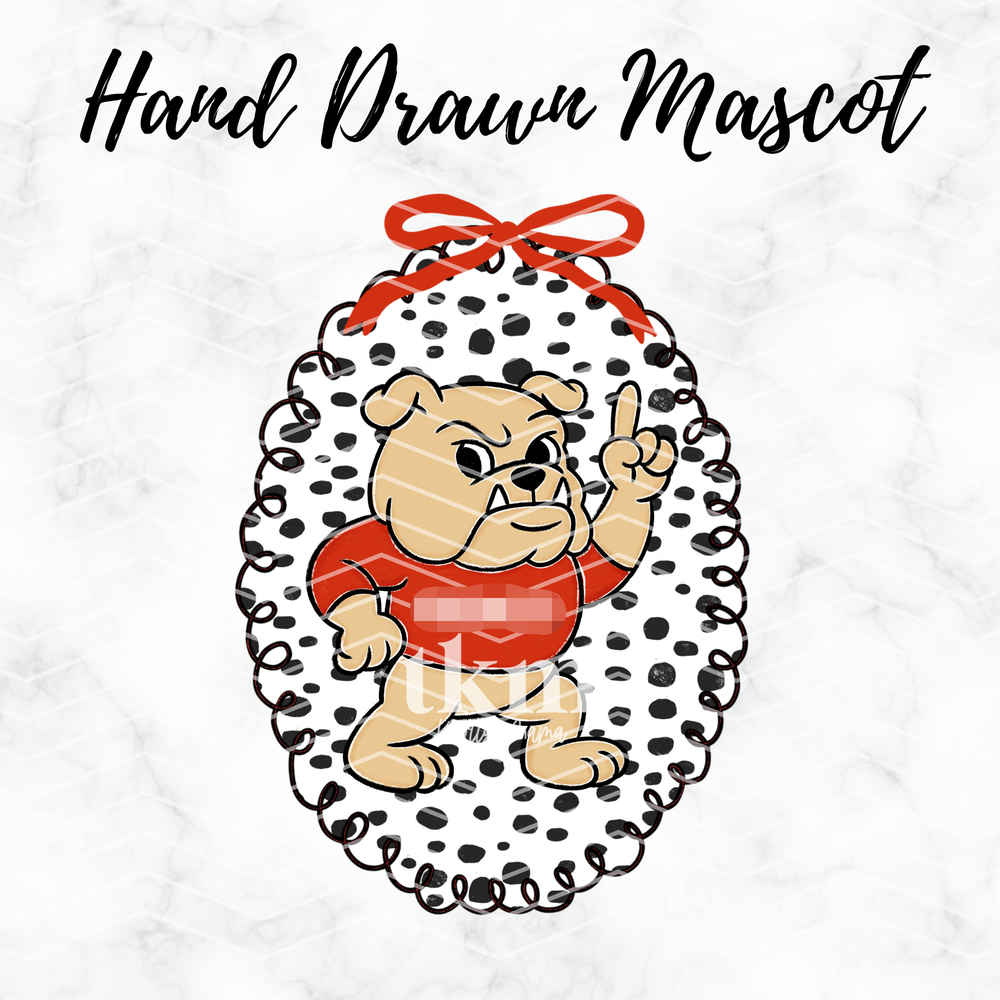 Hand Drawn Bulldog Coquette Mascot PNG