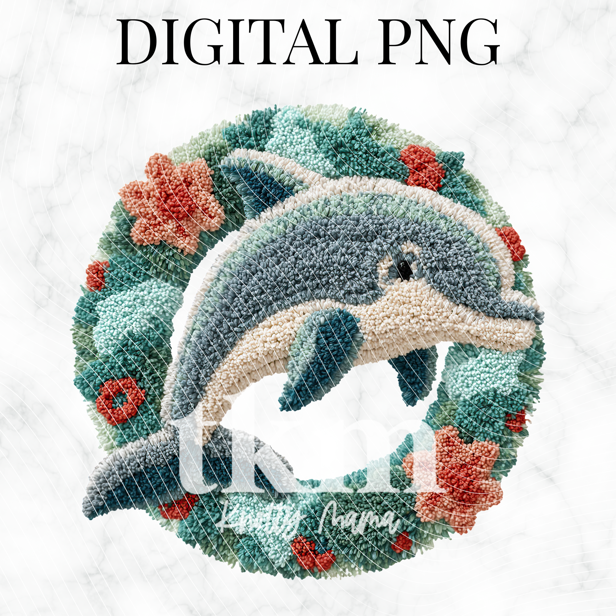Plush Dolphin Wreath PNG