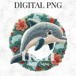 Plush Dolphin Wreath PNG