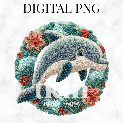 Plush Dolphin Wreath PNG