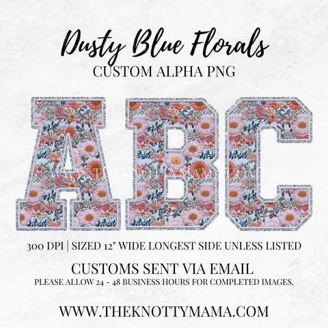 Dusty Blue Florals Custom PNG