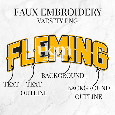 Custom Varsity Faux Embroidery
