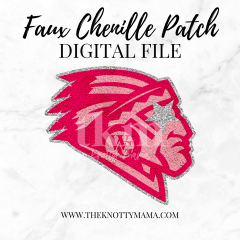 Pink Faux Chenille Walnut Grove Warriors Mascot PNG