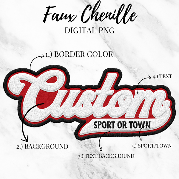 Custom Faux Chenille Patch Digital PNG