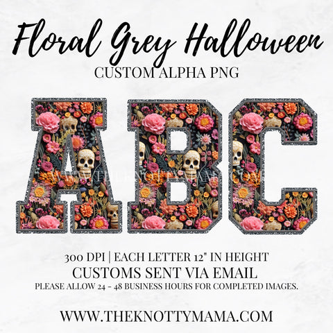 Floral Grey Halloween Custom PNG