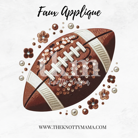 Faux Embroidered Floral Sequin Football PNG