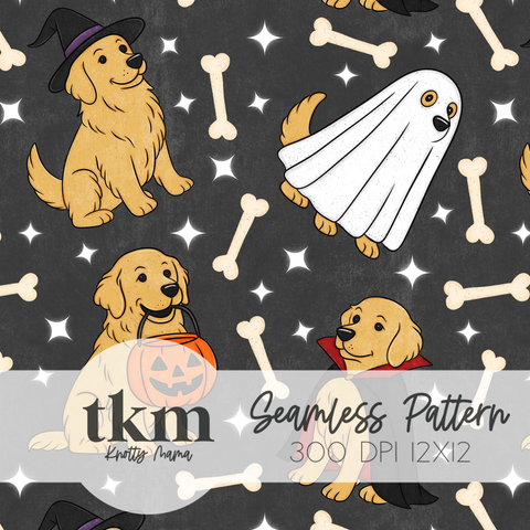 Spooky Dogs Seamless Pattern