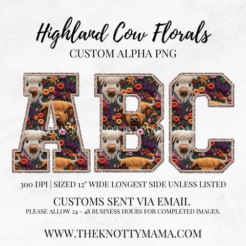 Highland Cow Florals Custom PNG