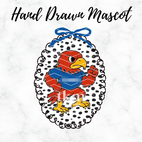 Hand Drawn Hawks Coquette Mascot PNG