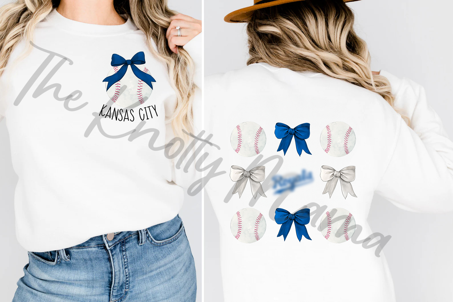 Kansas City Baseball Coquette Bow PNG