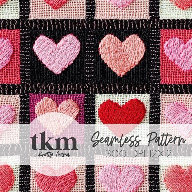 Knitted Hearts Seamless Pattern