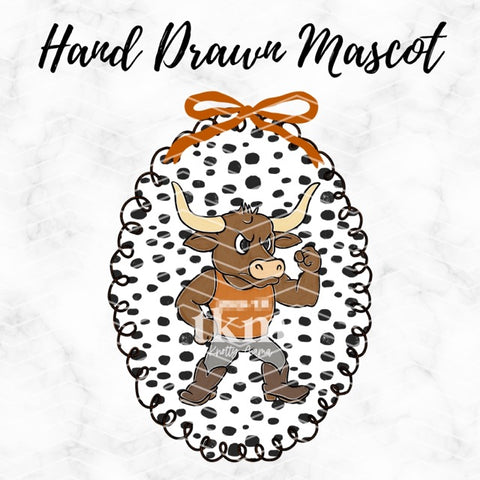 Hand Drawn Longhorn Coquette Mascot PNG