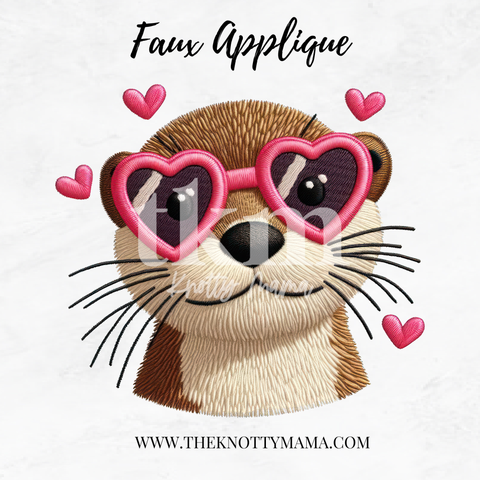 Faux Embroidered Love Otter PNG