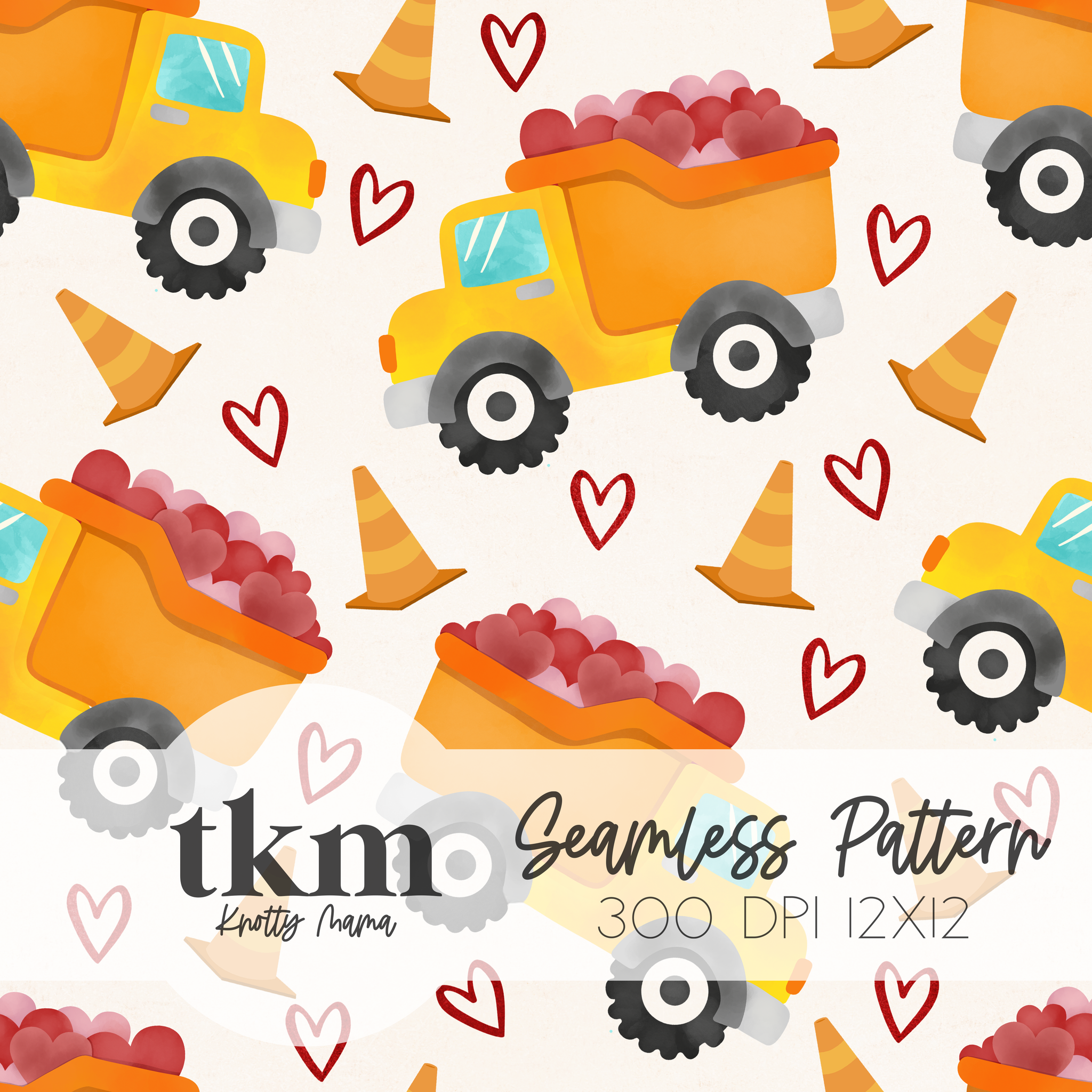 Love Trucks Seamless Pattern EXCLUSIVE