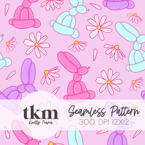 Neon Easter Balloon Rabbits Seamless Pattern EXCLUSIVE