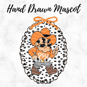 Hand Drawn Oklahoma Cowboy Coquette Mascot PNG
