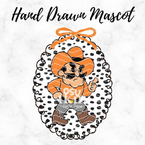 Hand Drawn Oklahoma Cowboy Coquette Mascot PNG
