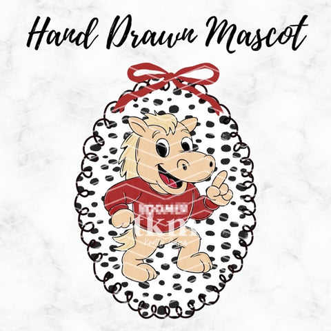 Hand Drawn Oklahoma Horse Coquette Mascot PNG