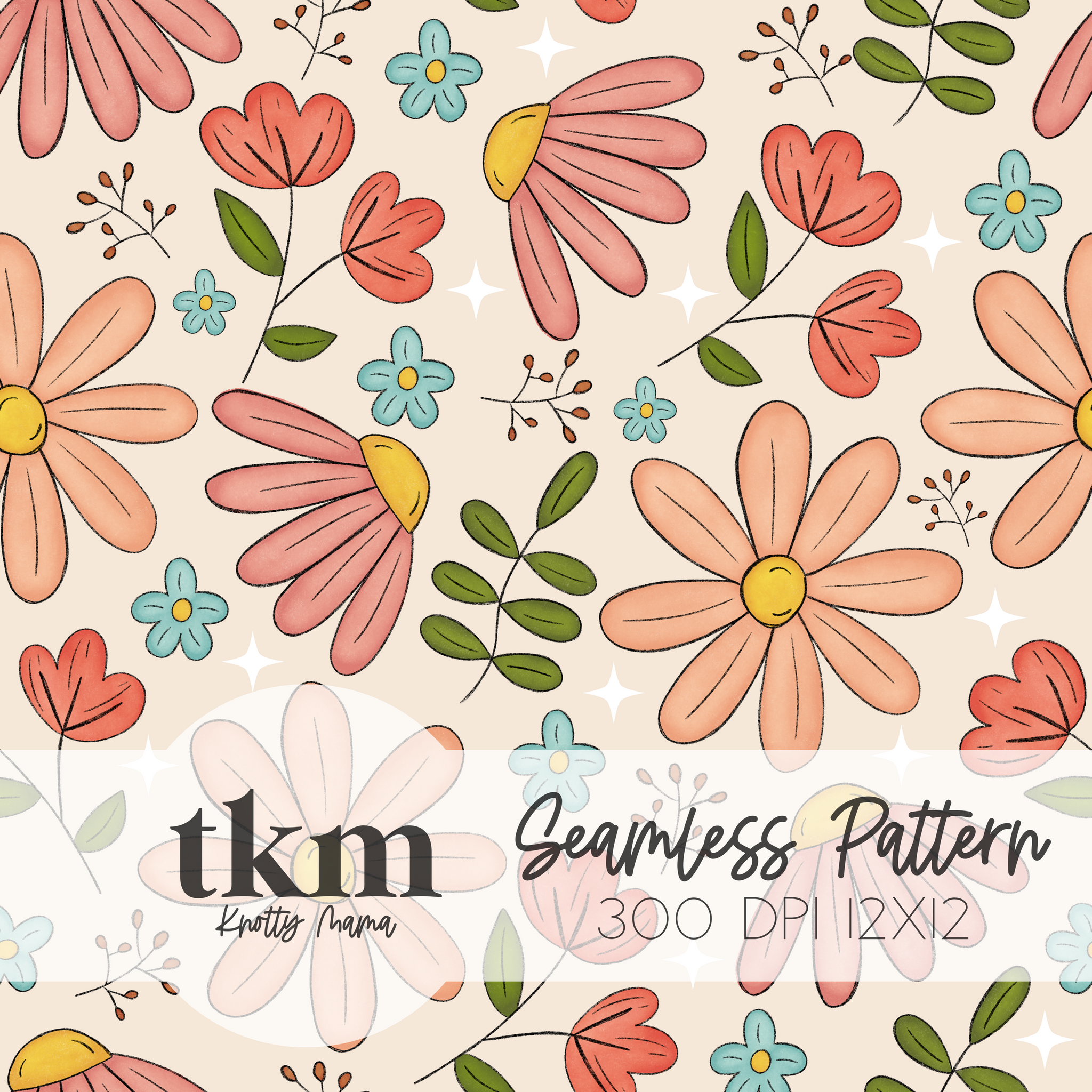 Peachy Spring Florals Seamless Pattern EXCLUSIVE