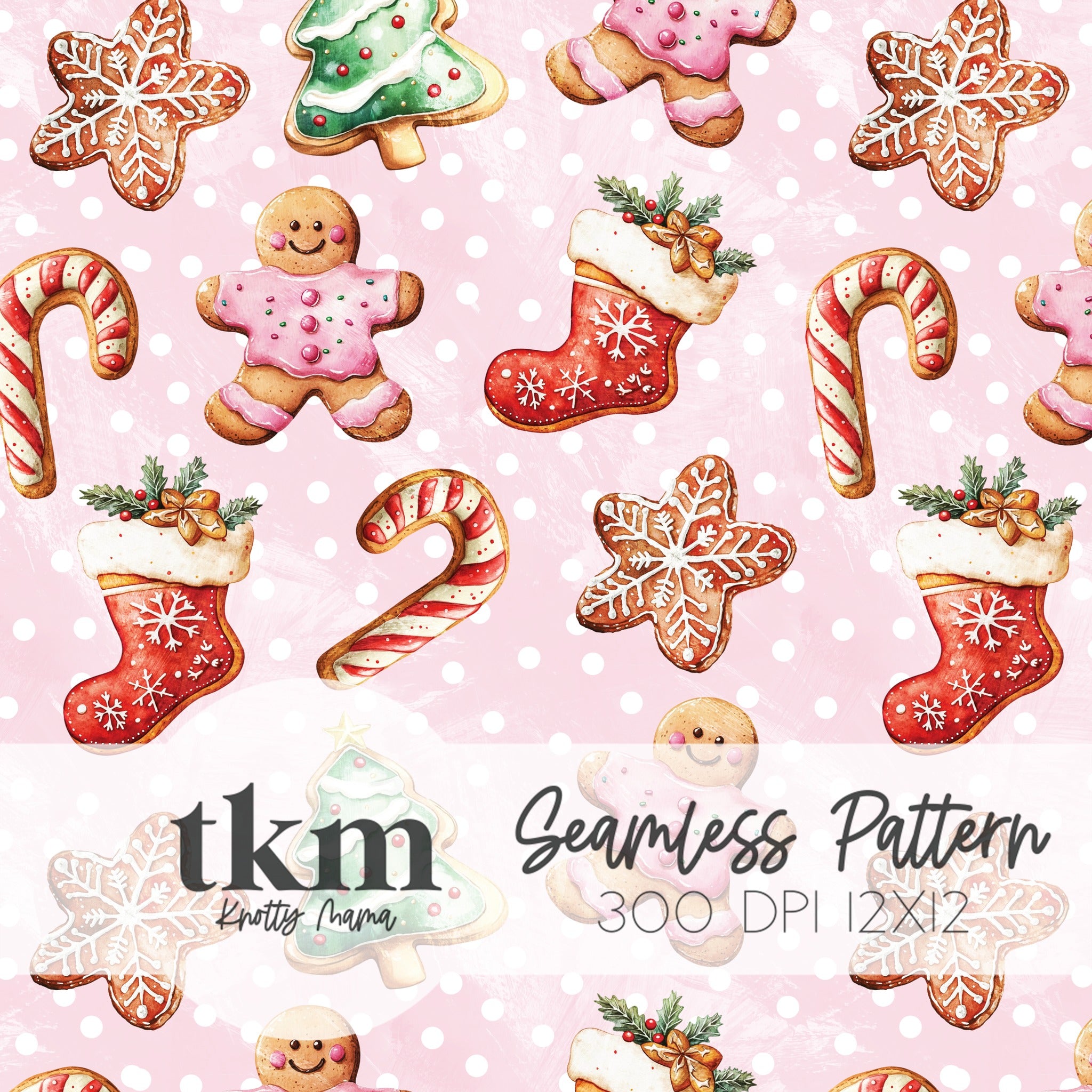 Watercolor Christmas Cookies Seamless Pattern