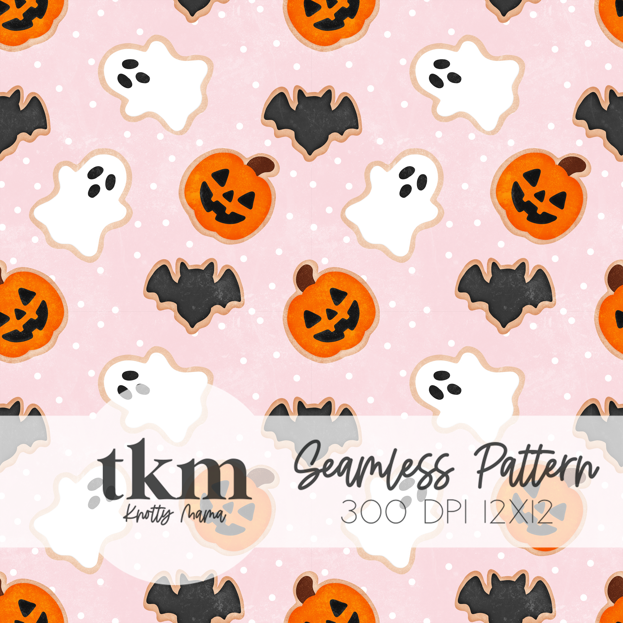 Halloween Cookies Pink Colorway Seamless PNG