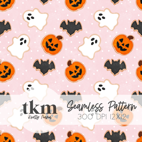 Halloween Cookies Pink Colorway Seamless PNG