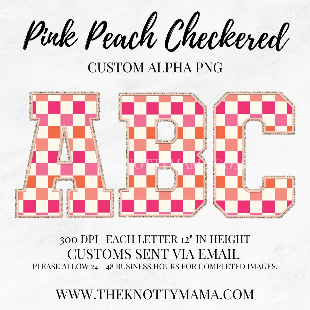Peach Pink Checkered Custom PNG