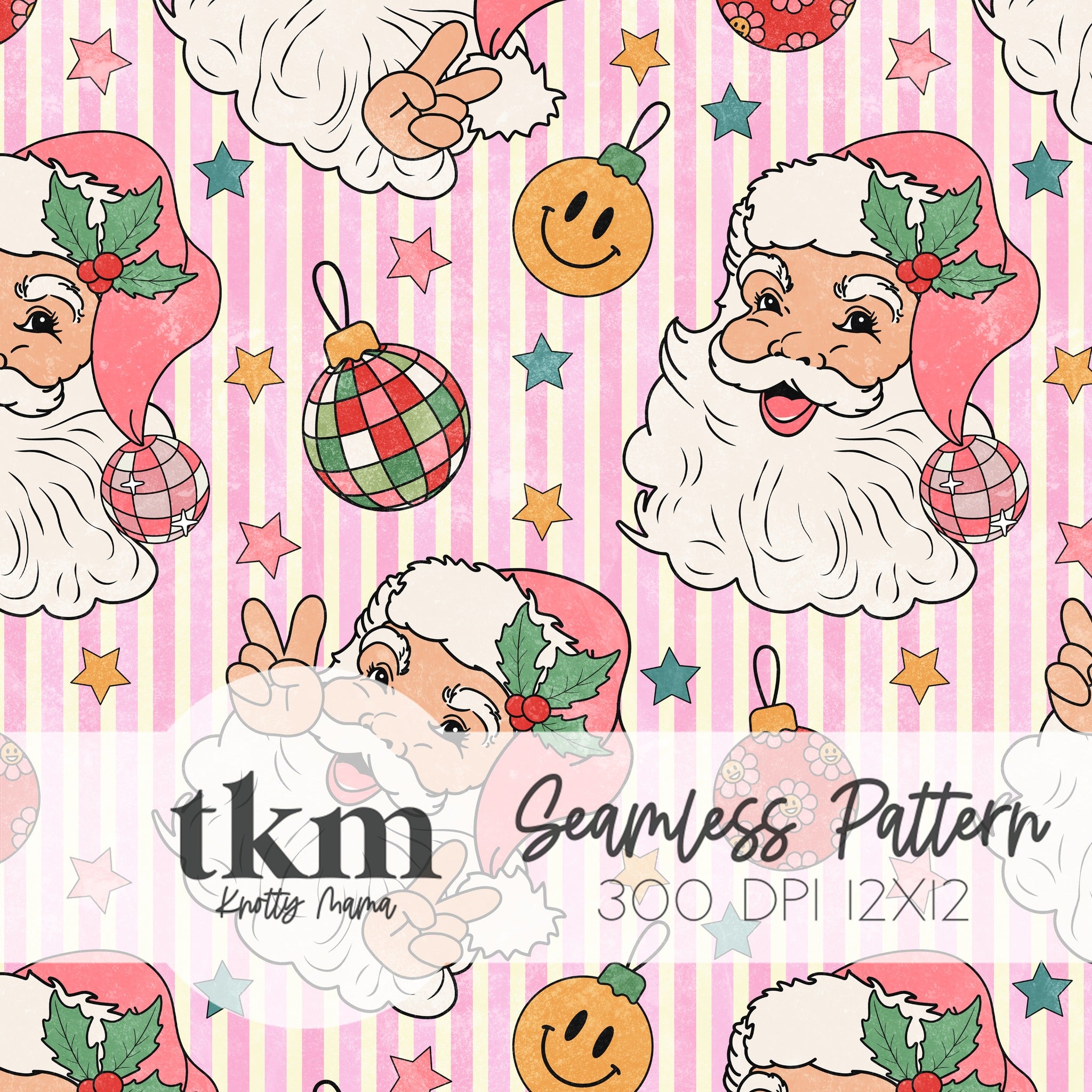 Retro Pink Christmas Seamless Pattern