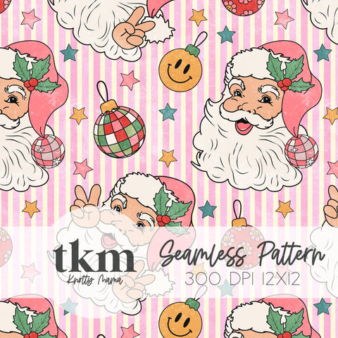 Retro Pink Christmas Seamless Pattern