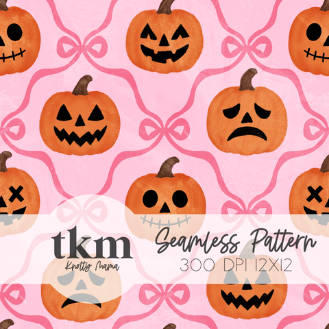 Pumpkin Coquette Seamless Pattern PNG