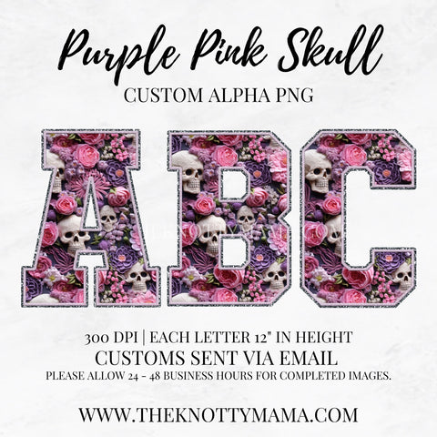 Purple Pink Skull Custom PNG