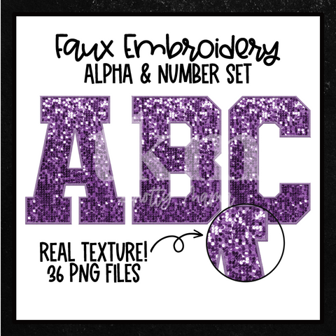 Purple Faux Sequin Alpha Set