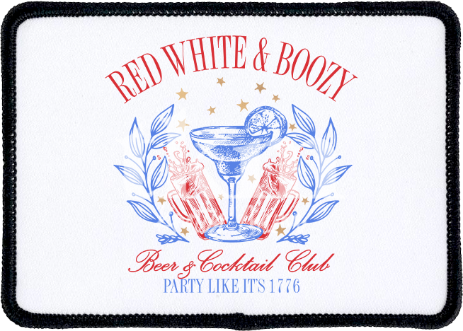 Red, White, and Boozy Iron On Patch