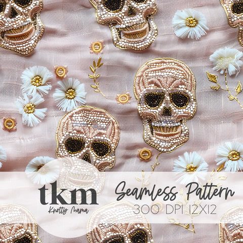 Rosegold Skull Florals Seamless