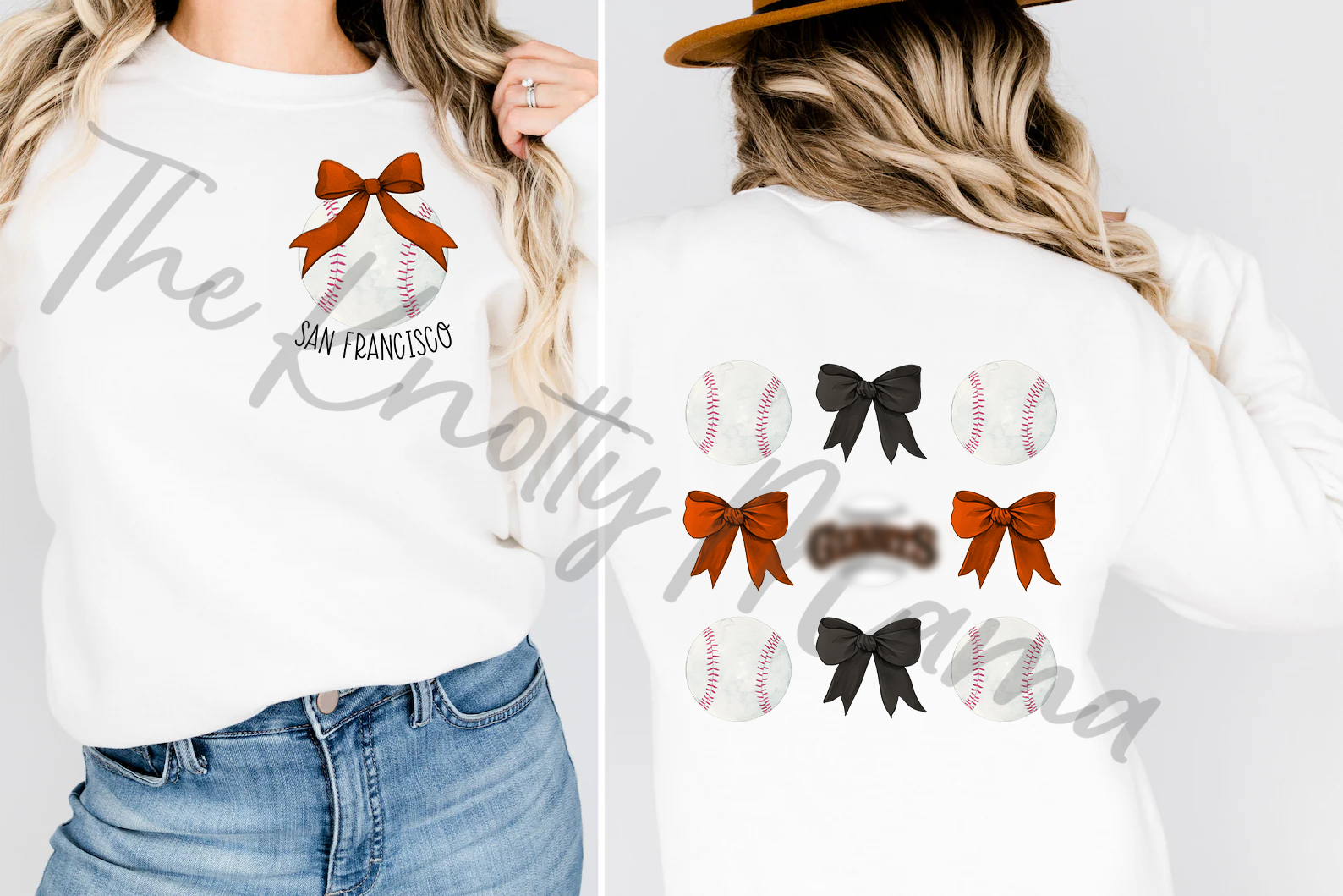 San Francisco Baseball Coquette Bow PNG