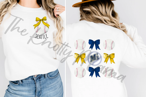 Seattle Baseball Coquette Bow PNG