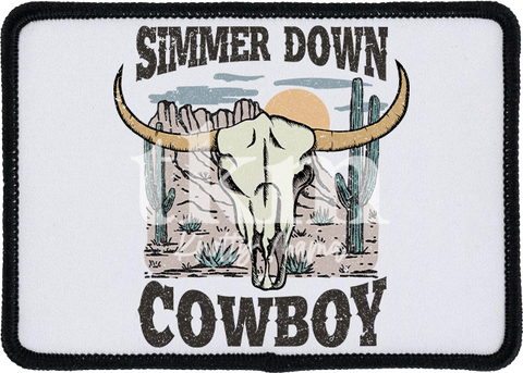 Simmer Down Cowboy Iron On Patch