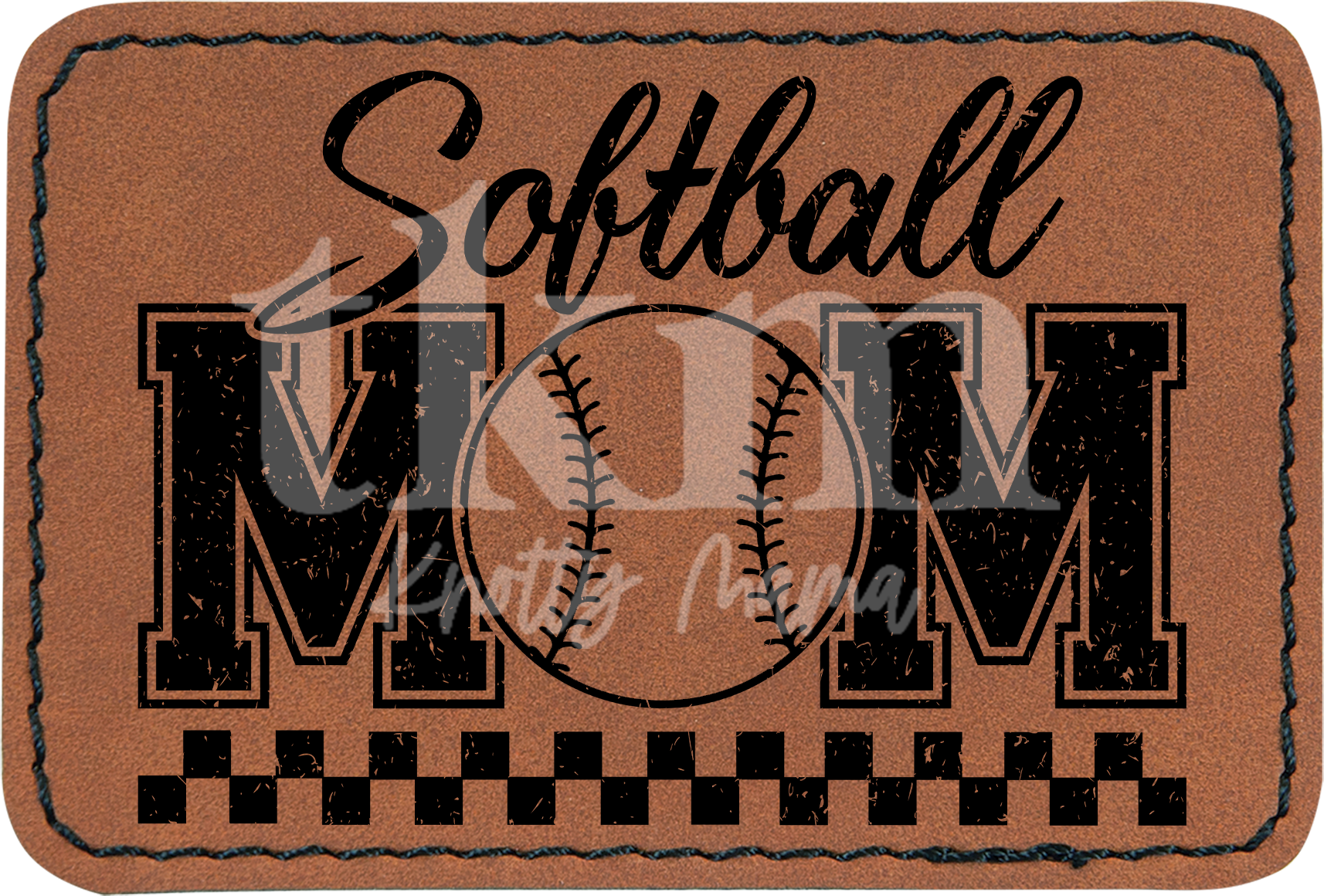 Softball Mom Checkered Patch