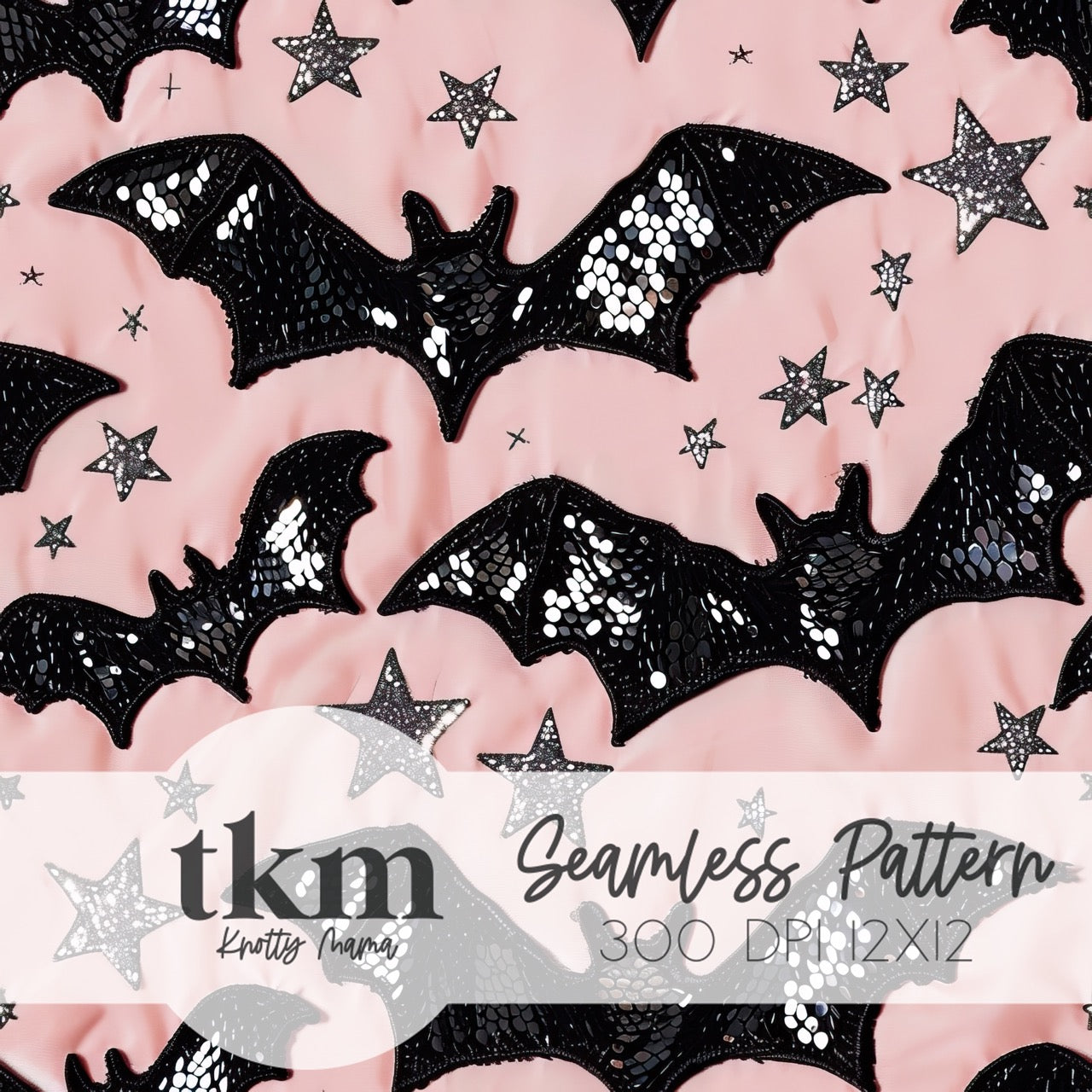 Spooky Sequin Bats Seamless