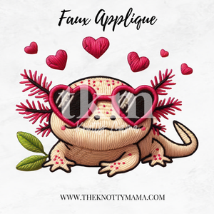 Faux Embroidered Sweetheart Axolotl PNG