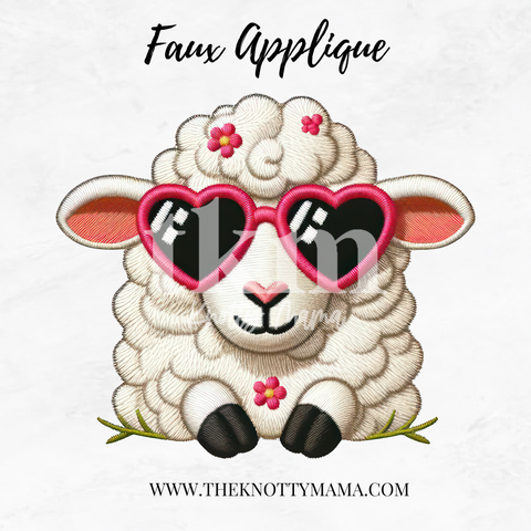 Faux Embroidered Sweetheart Lamb PNG
