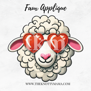 Faux Embroidered Sweetheart Sheep PNG