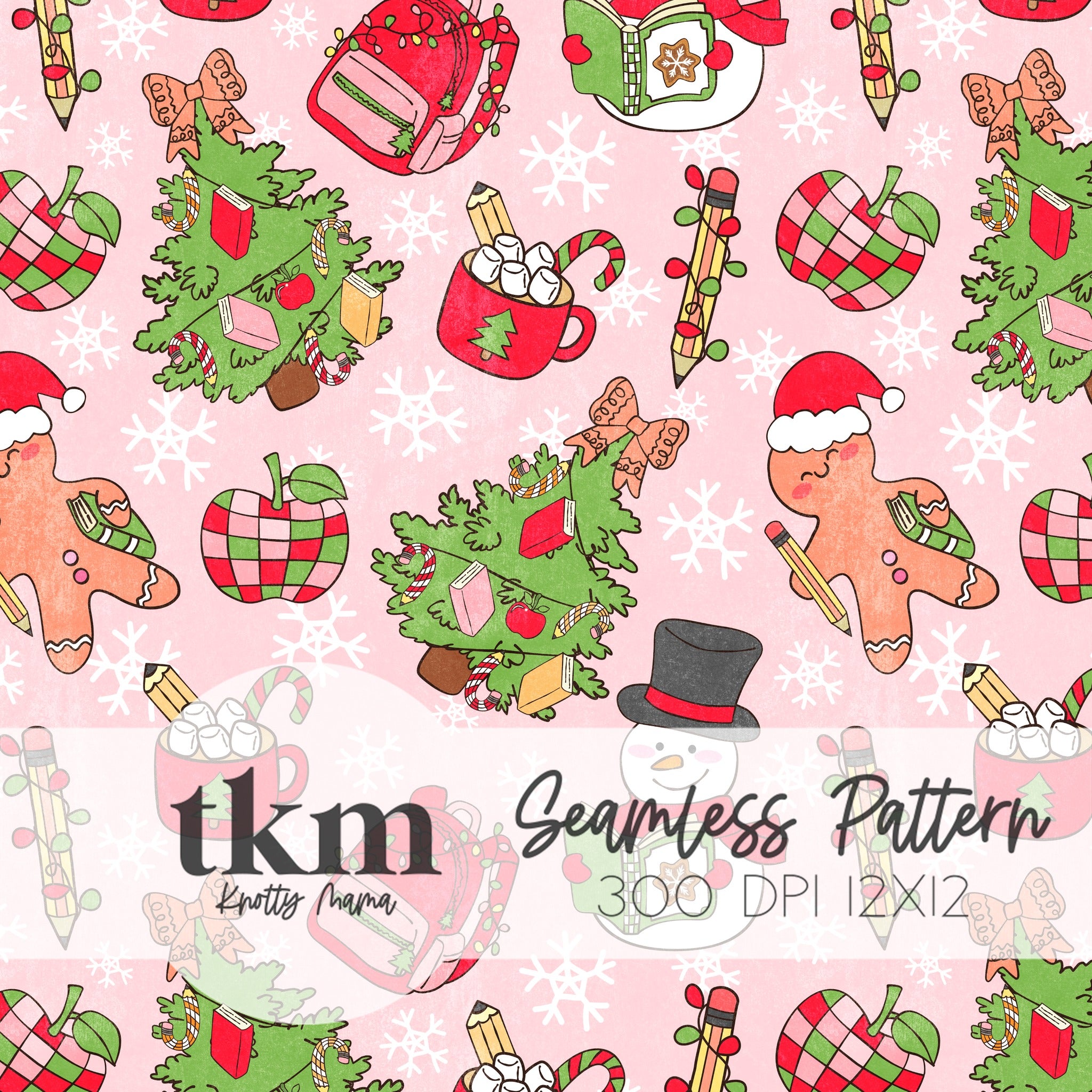 Teacher Christmas Seamless Pattern