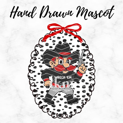 Hand Drawn Texas Raider Coquette Mascot PNG