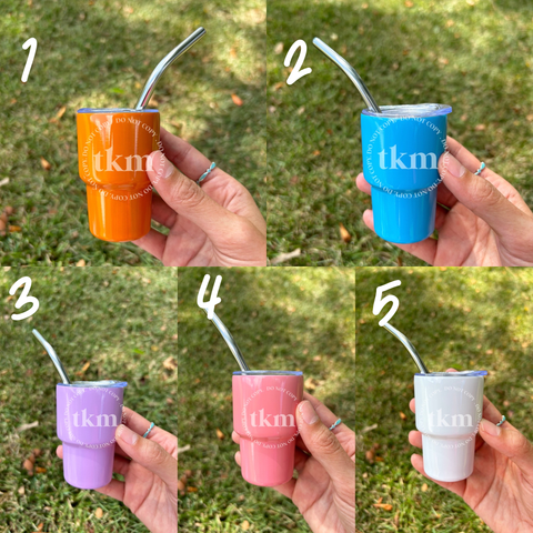 2oz Mini Shot Glass Tumblers with Metal Straw 10 COLOR OPTIONS
