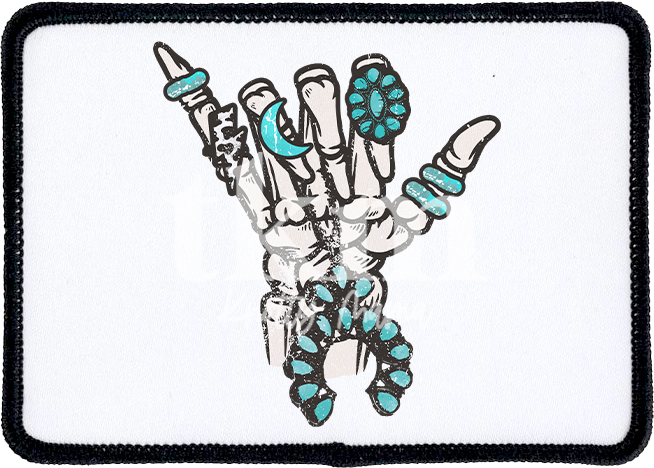 Turquoise Skeleton Hand Iron On Patch