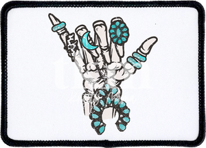 Turquoise Skeleton Hand Iron On Patch