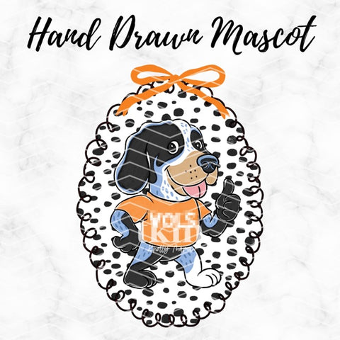 Hand Drawn Tenessee Dog Coquette Mascot PNG