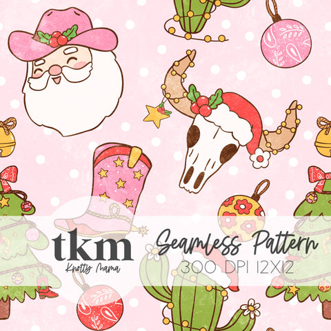 Western Christmas Seamless Pattern
