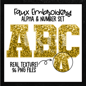 Yellow Faux Sequin Alpha Set